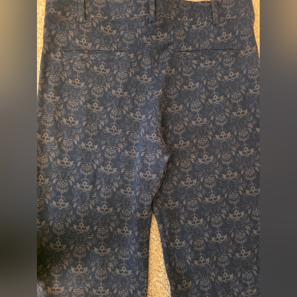 Chic Navy Damask Patterned Bootcut Stretchy Dress… - image 8